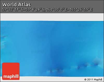 Physical 3D Map of the Area around 59° 20' 22" S, 164° 58' 29" E