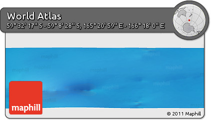 Physical Panoramic Map of the Area around 59° 20' 22" S, 165° 49' 29" E