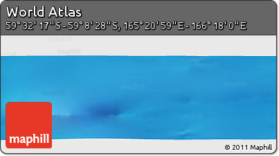 Physical Panoramic Map of the Area around 59° 20' 22" S, 165° 49' 29" E