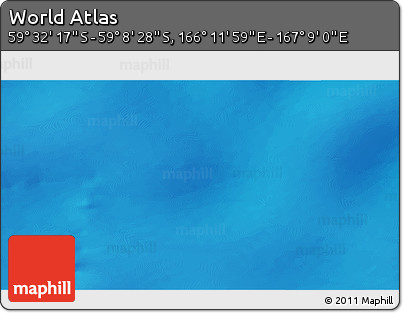 Physical 3D Map of the Area around 59° 20' 22" S, 166° 40' 30" E