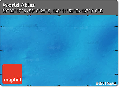 Physical Map of the Area around 59° 20' 22" S, 166° 40' 30" E