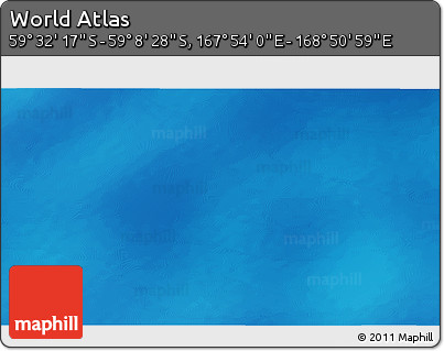 Physical 3D Map of the Area around 59° 20' 22" S, 168° 22' 30" E