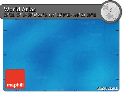 Physical Map of the Area around 59° 20' 22" S, 168° 22' 30" E