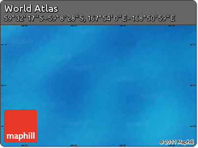 Physical Map of the Area around 59° 20' 22" S, 168° 22' 30" E