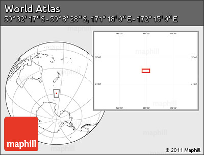 Blank Location Map of the Area around 59° 20' 22" S, 171° 46' 30" E