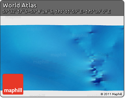Physical 3D Map of the Area around 59° 20' 22" S, 175° 10' 30" E