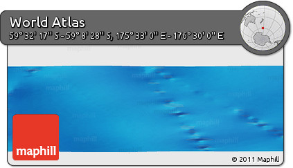 Physical Panoramic Map of the Area around 59° 20' 22" S, 176° 1' 30" E