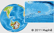 Physical Location Map of the area around 59° 20' 22" S, 31° 22' 30" W