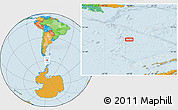 Political Location Map of the area around 59° 20' 22" S, 64° 31' 30" W