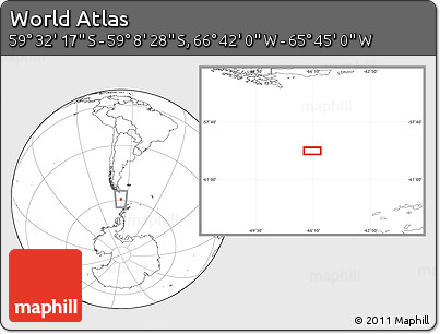 Blank Location Map of the Area around 59° 20' 22" S, 66° 13' 29" W