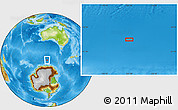 Physical Location Map of the area around 59° 41' 37" S, 122° 28' 29" E