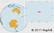 Political Location Map of the area around 59° 41' 37" S, 124° 10' 30" E