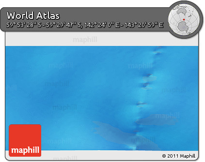 Physical 3D Map of the Area around 59° 41' 37" S, 142° 52' 30" E