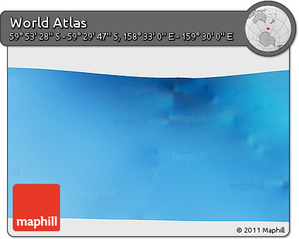Physical 3D Map of the Area around 59° 41' 37" S, 159° 1' 30" E