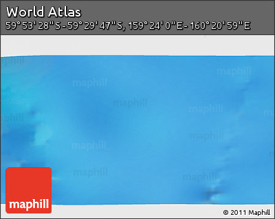 Physical 3D Map of the Area around 59° 41' 37" S, 159° 52' 30" E