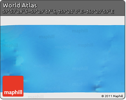 Physical 3D Map of the Area around 59° 41' 37" S, 159° 52' 30" E
