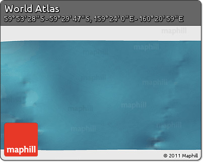 Satellite 3D Map of the Area around 59° 41' 37" S, 159° 52' 30" E