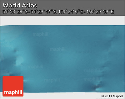 Satellite 3D Map of the Area around 59° 41' 37" S, 159° 52' 30" E