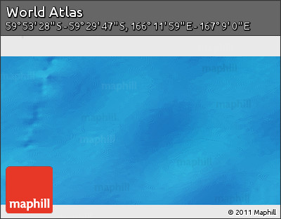 Physical 3D Map of the Area around 59° 41' 37" S, 166° 40' 30" E