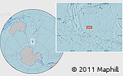 Gray Location Map of the area around 59° 41' 37" S, 166° 40' 30" E, hill shading