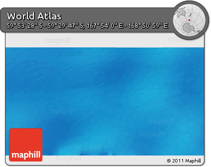 Physical 3D Map of the Area around 59° 41' 37" S, 168° 22' 30" E