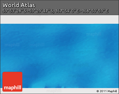 Physical 3D Map of the Area around 59° 41' 37" S, 168° 22' 30" E