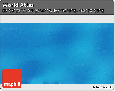 Physical 3D Map of the Area around 59° 41' 37" S, 168° 22' 30" E