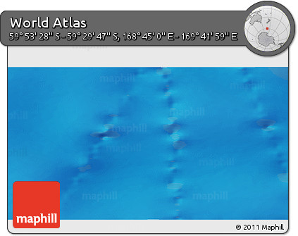 Physical 3D Map of the Area around 59° 41' 37" S, 169° 13' 29" E