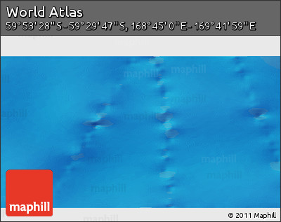 Physical 3D Map of the Area around 59° 41' 37" S, 169° 13' 29" E
