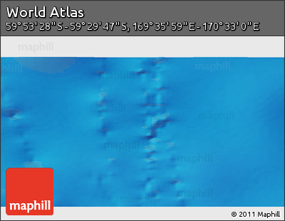 Physical 3D Map of the Area around 59° 41' 37" S, 170° 4' 29" E