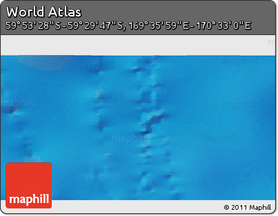 Physical 3D Map of the Area around 59° 41' 37" S, 170° 4' 29" E