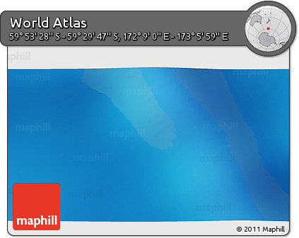 Physical 3D Map of the Area around 59° 41' 37" S, 172° 37' 30" E