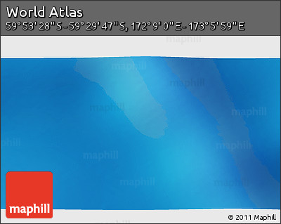 Physical 3D Map of the Area around 59° 41' 37" S, 172° 37' 30" E