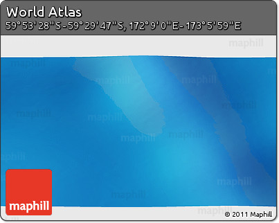 Physical 3D Map of the Area around 59° 41' 37" S, 172° 37' 30" E