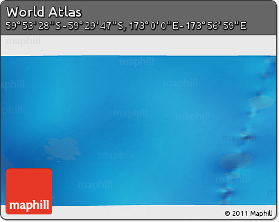 Physical 3D Map of the Area around 59° 41' 37" S, 173° 28' 29" E