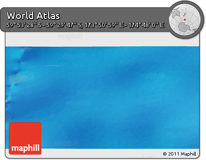 Physical 3D Map of the Area around 59° 41' 37" S, 174° 19' 29" E