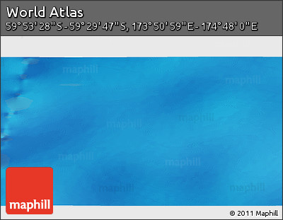 Physical 3D Map of the Area around 59° 41' 37" S, 174° 19' 29" E