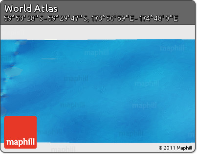 Physical 3D Map of the Area around 59° 41' 37" S, 174° 19' 29" E