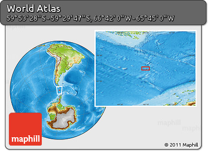 Physical Location Map of the Area around 59° 41' 37" S, 66° 13' 29" W