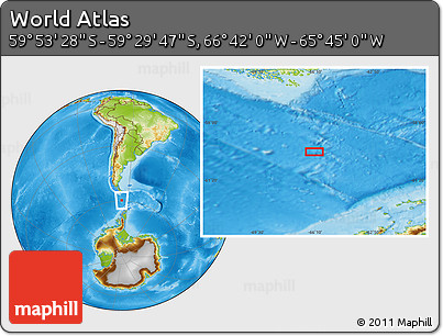 Physical Location Map of the Area around 59° 41' 37" S, 66° 13' 29" W