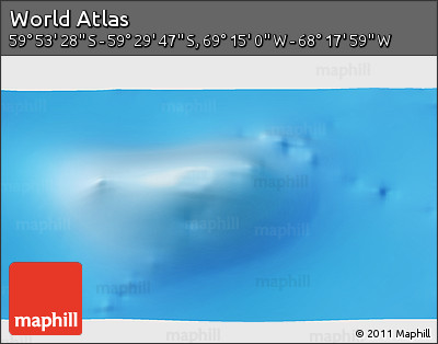 Physical 3D Map of the Area around 59° 41' 37" S, 68° 46' 30" W