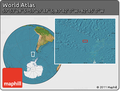 Satellite Location Map of the Area around 59° 41' 37" S, 83° 13' 29" W