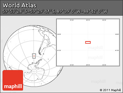 Blank Location Map of the Area around 59° 41' 37" S, 89° 10' 30" W