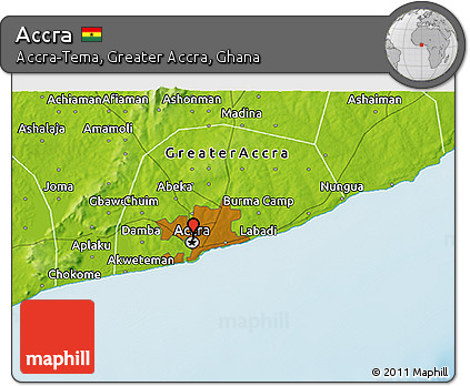 Physical 3D Map of Accra