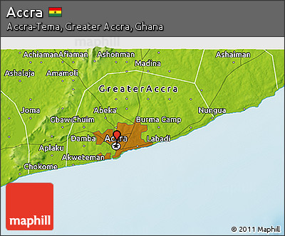 Physical 3D Map of Accra