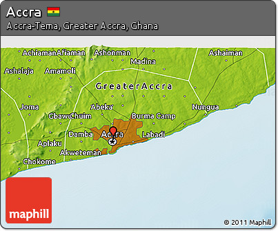 Physical 3D Map of Accra