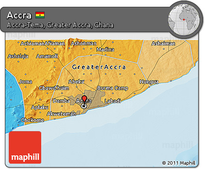 Political 3D Map of Accra