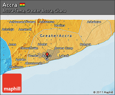 Political 3D Map of Accra