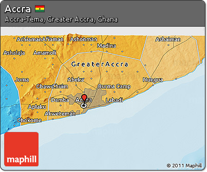 Political 3D Map of Accra