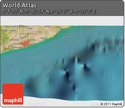 Satellite 3D Map of the Area around 5° 25' 24" N, 0° 4' 30" E
